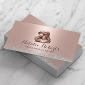 Modern Roos Gold 3D Beauty Logo Hair Stylist Visitekaartje