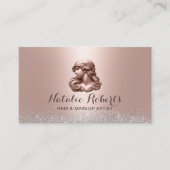 Modern Roos Gold 3D Beauty Logo Hair Stylist Visitekaartje (Voorkant)