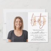 Modern Roos Gold 40e verjaardag foto uitnodiging (Voorkant)