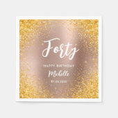 Modern Roos Gold 40th Birthday Stijlvol naamschrif Servet (Voorkant)