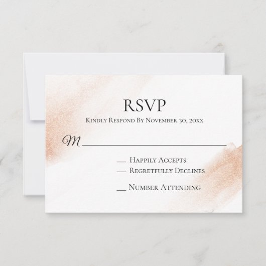 *~* Modern Roos Gold Abstract huwelijk nodigt RSVP (Voorkant)