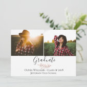 Modern Roos Gold Afstuderen Fotoaankondiging Kaart (Staand voorkant)