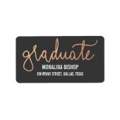 Modern Roos Gold Afstuderen Typografie Etiket (Voorkant)