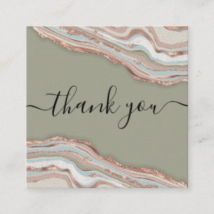 modern roos gold agate bedankt voor je bestelling  vierkante visitekaartje