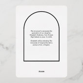 Modern Roos Gold Arch Foto Afstuderen Aankondiging (Achterkant)