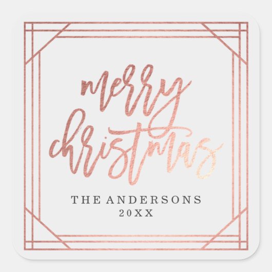 Modern Roos Gold Art Deco | Vakantie Vierkante Sticker (Voorkant)