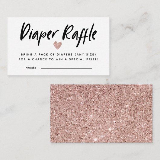Modern Roos Gold Baby shower Luier Raffle Tickets Informatiekaartje (Voorkant / Achterkant)