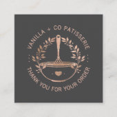 Modern Roos Gold Bakery Business Bedankt Vierkante Visitekaartje (Voorkant)