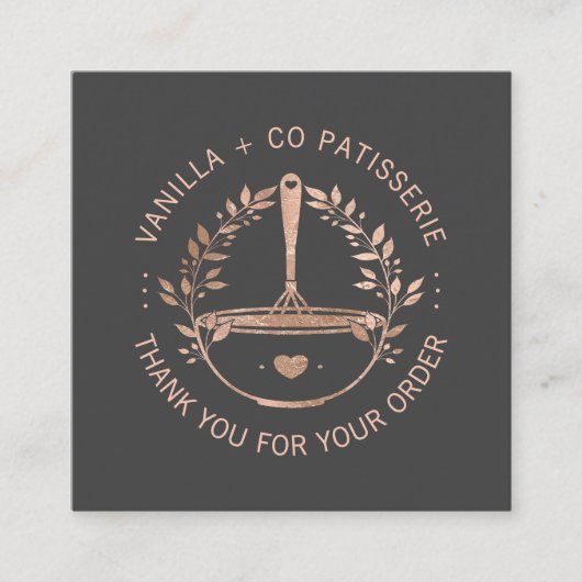 Modern Roos Gold Bakery Business Bedankt Vierkante Visitekaartje (Voorkant)