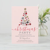 Modern Roos Gold Bauble Tree Holiday Christmas Kaart (Staand voorkant)