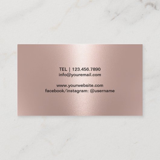 Modern Roos Gold Beauty Logo Salon & SPA Zwart Visitekaartje (Achterkant)