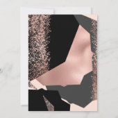 Modern Roos Gold Black Blush Geometric Sweet 16 Kaart (Achterkant)