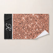 Modern Roos Gold Black Glitter Monogram Initiaal Bad Handdoek (Handdoek)