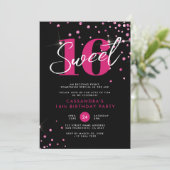 Modern Roos Gold & Black Sweet Sixteen Birthday Kaart (Staand voorkant)