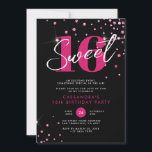 Modern Roos Gold & Black Sweet Sixteen Birthday Kaart<br><div class="desc">Modern Roos Gold & Black Sweet Sixteen Verjaardagsuitnodiging</div>