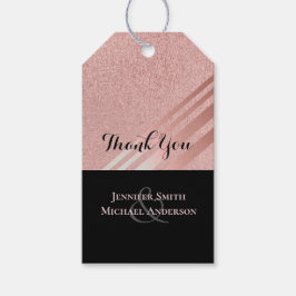 Modern Roos Gold Black Wedding Cadeaulabel