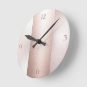 Modern Roos Gold Block Trendy Pearl Girly Ronde Klok (Hoek)