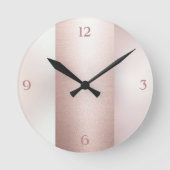 Modern Roos Gold Block Trendy Pearl Girly Ronde Klok (Voorkant)