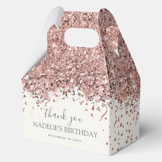 Modern Roos Gold Blush Bloemen Verjaardag Bedankdoosjes (Voorkant)