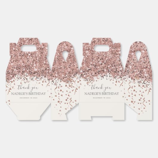 Modern Roos Gold Blush Bloemen Verjaardag Bedankdoosjes (Ongevouwen)