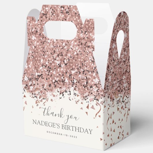 Modern Roos Gold Blush Bloemen Verjaardag Bedankdoosjes (Open)