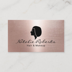 Modern Roos Gold Bob Hair Logo Beauty Salon Visitekaartje