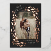 Modern Roos Gold Boho Wildflower Arch Foto Folie Feestdagenkaart (Voorkant)