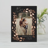 Modern Roos Gold Boho Wildflower Arch Foto Folie Feestdagenkaart (Staand Voorkant)