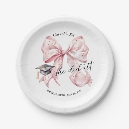 Modern Roos Gold Bow Ze deed het papier rond Bord (Voorkant)