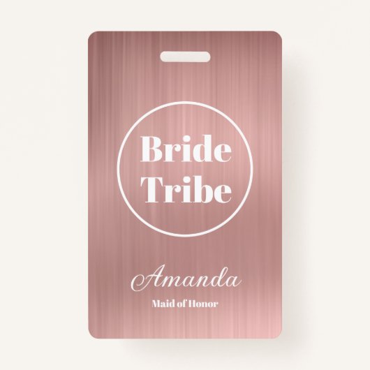Modern Roos Gold Bride Tribe Bachelorette Badge (Voorkant)