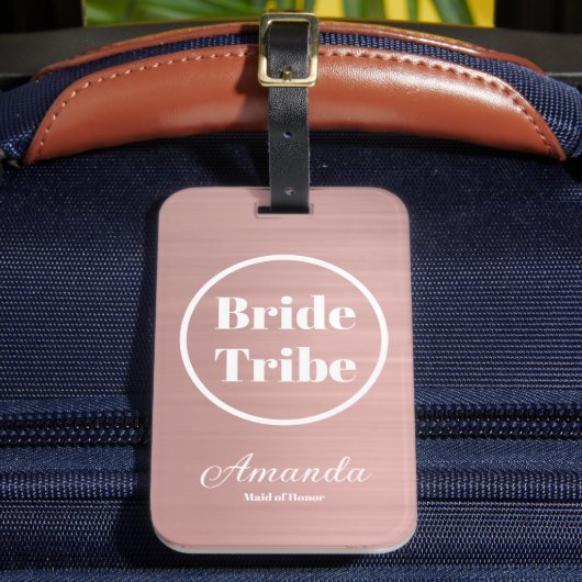 Modern Roos Gold Bride Tribe Bachelorette Bagagelabel (Voorkant Insitu 2)