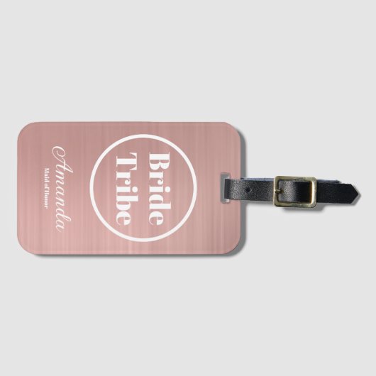 Modern Roos Gold Bride Tribe Bachelorette Bagagelabel (Voorkant (horizontaal))