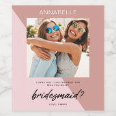 Modern Roos Gold bruidsmeisje voorstel Wijn Etiket (Enkel label)