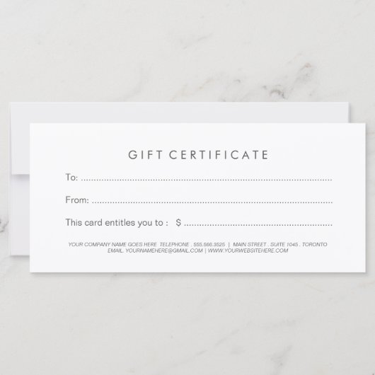 Modern Roos Gold Brush Slag Cadeaucertificaat (Achterkant)