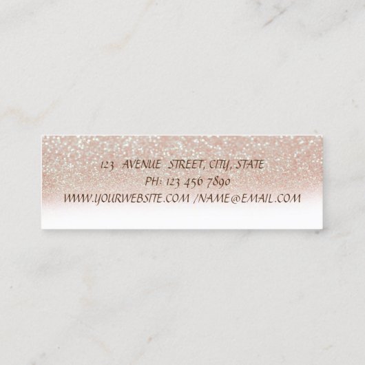 Modern Roos Gold Brush Stroke, Glitter Bokeh Mini Visitekaartje (Achterkant)