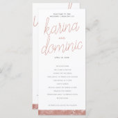 Modern Roos Gold Brush Stroke Wedding Programme Programmakaart (Voorkant / Achterkant)