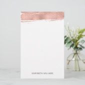 Modern Roos Gold Brushstroke Stationery Briefpapier (Staand voorkant)