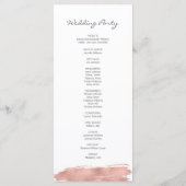 Modern Roos Gold Brushstroke Wedding Programme Programmakaart (Achterkant)