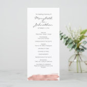 Modern Roos Gold Brushstroke Wedding Programme Programmakaart (Staand voorkant)