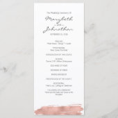 Modern Roos Gold Brushstroke Wedding Programme Programmakaart (Voorkant)