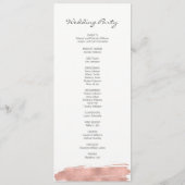 Modern Roos Gold Brushstroke Wedding Programme Programmakaart (Achterkant)