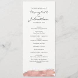 Modern Roos Gold Brushstroke Wedding Programme Programmakaart