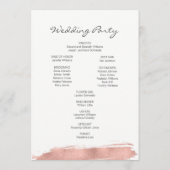 Modern Roos Gold Brushstroke Wedding Programme Programmakaart (Achterkant)