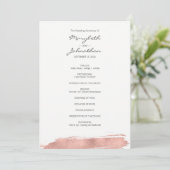 Modern Roos Gold Brushstroke Wedding Programme Programmakaart (Staand voorkant)