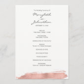 Modern Roos Gold Brushstroke Wedding Programme Programmakaart (Voorkant)