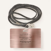 Modern Roos Gold Company Foto ID Badge (Achterkant met draagriem)