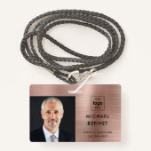 Modern Roos Gold Company Foto ID Badge (Voorkant met draagriem)