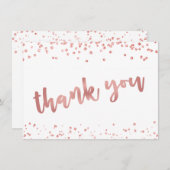 Modern Roos Gold Confetti Brush Script BEDANKT (Voorkant / Achterkant)