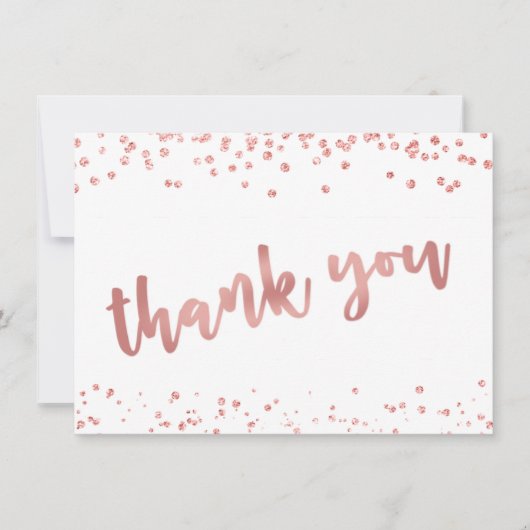 Modern Roos Gold Confetti Brush Script BEDANKT (Voorkant)