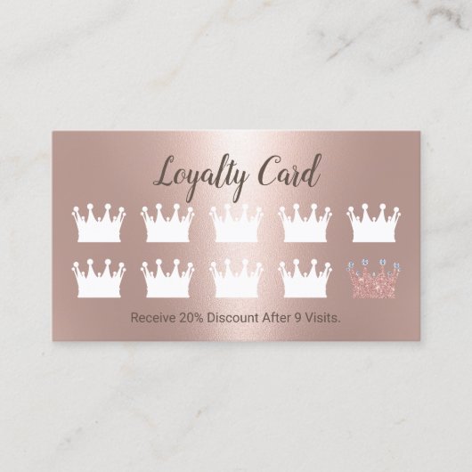 Modern Roos Gold Crowns Beauty Salon Spa Loyalty (Voorkant)